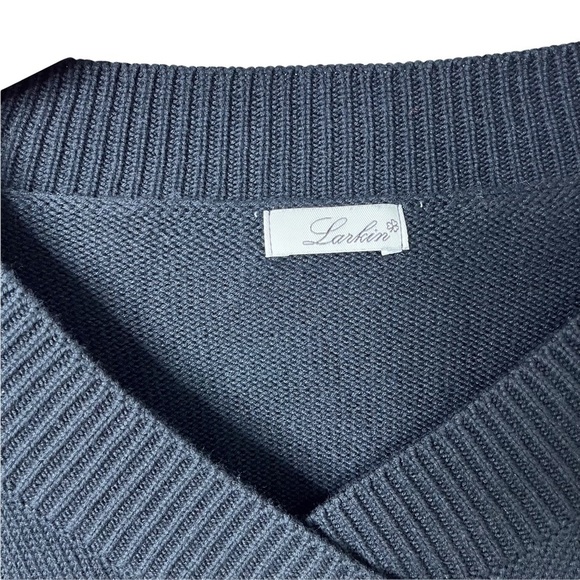 Larkin V Neck Sweater Star Print Navy Blue Size Large Long Sleeve G0091 - Picture 5 of 7